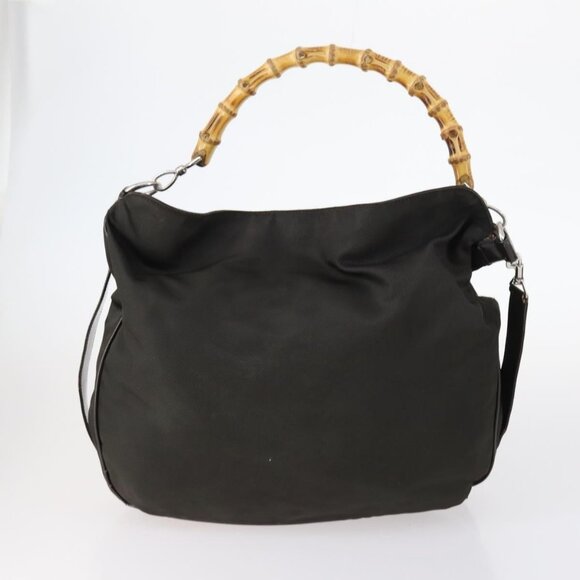 GUCCI GG Canvas Supreme Bamboo Bag Nylon PVC 3 Set Beige Black Auth - Picture 3 of 16